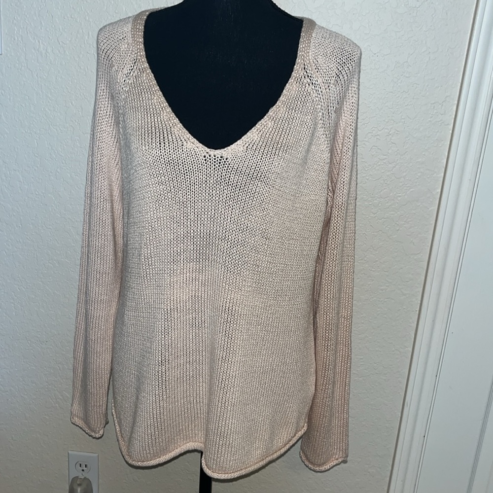 Basic by H&M medium W.  long sleeve tunic style loose weave sweater. Pastel pink
